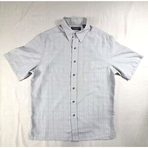 Roundtree & Yorke Men's Shirt Large Gray Plaid Short Sleeve Modal Blend